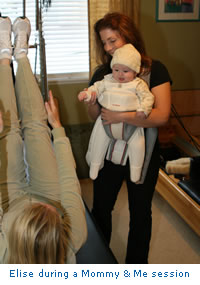 Pilates in Los Angeles - Elise Modrovich doing Mommy and Me with a client
